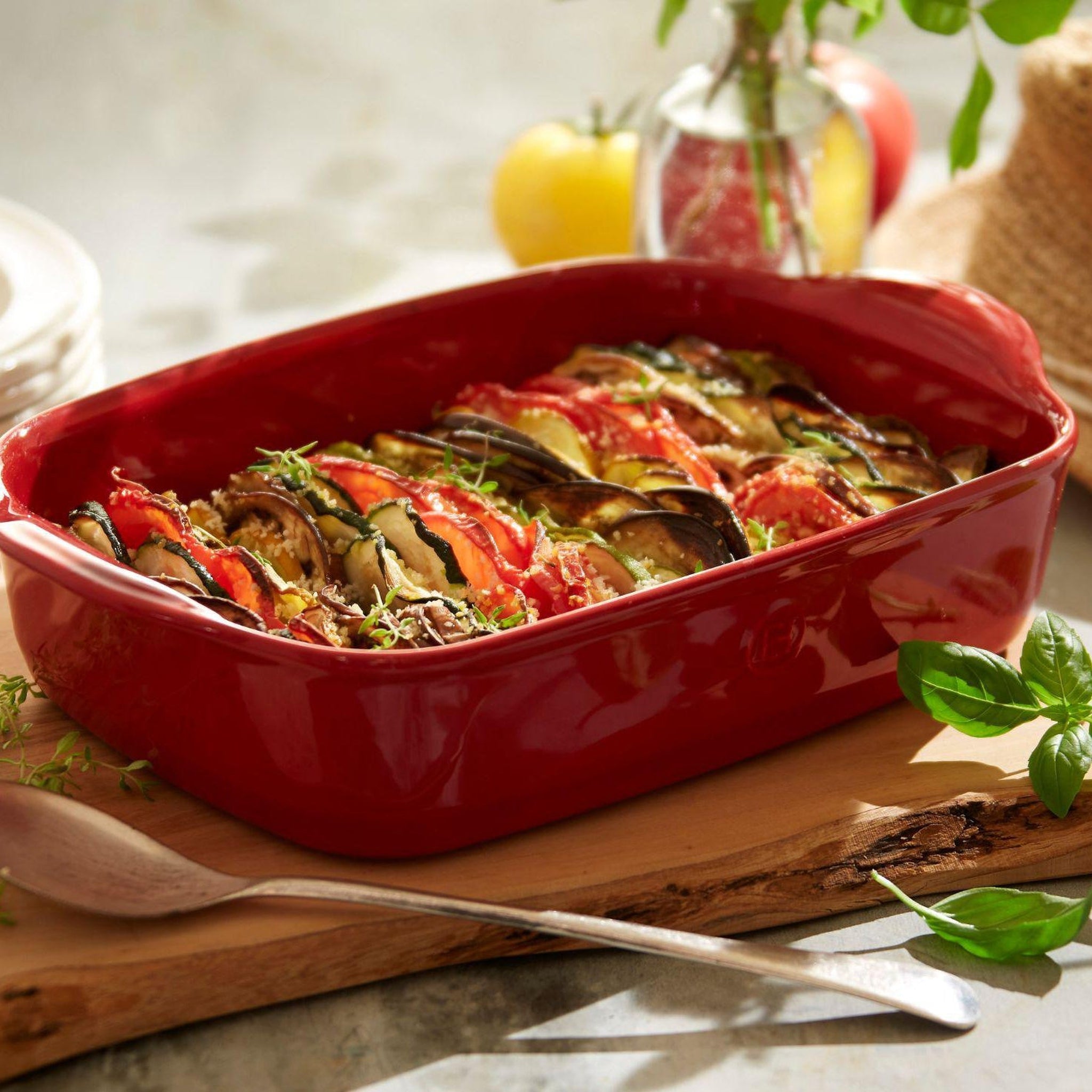 Emile Henry Rectangular Oven Dish Burgundy 36.5cm x 23.5cm - Simmer and Slice