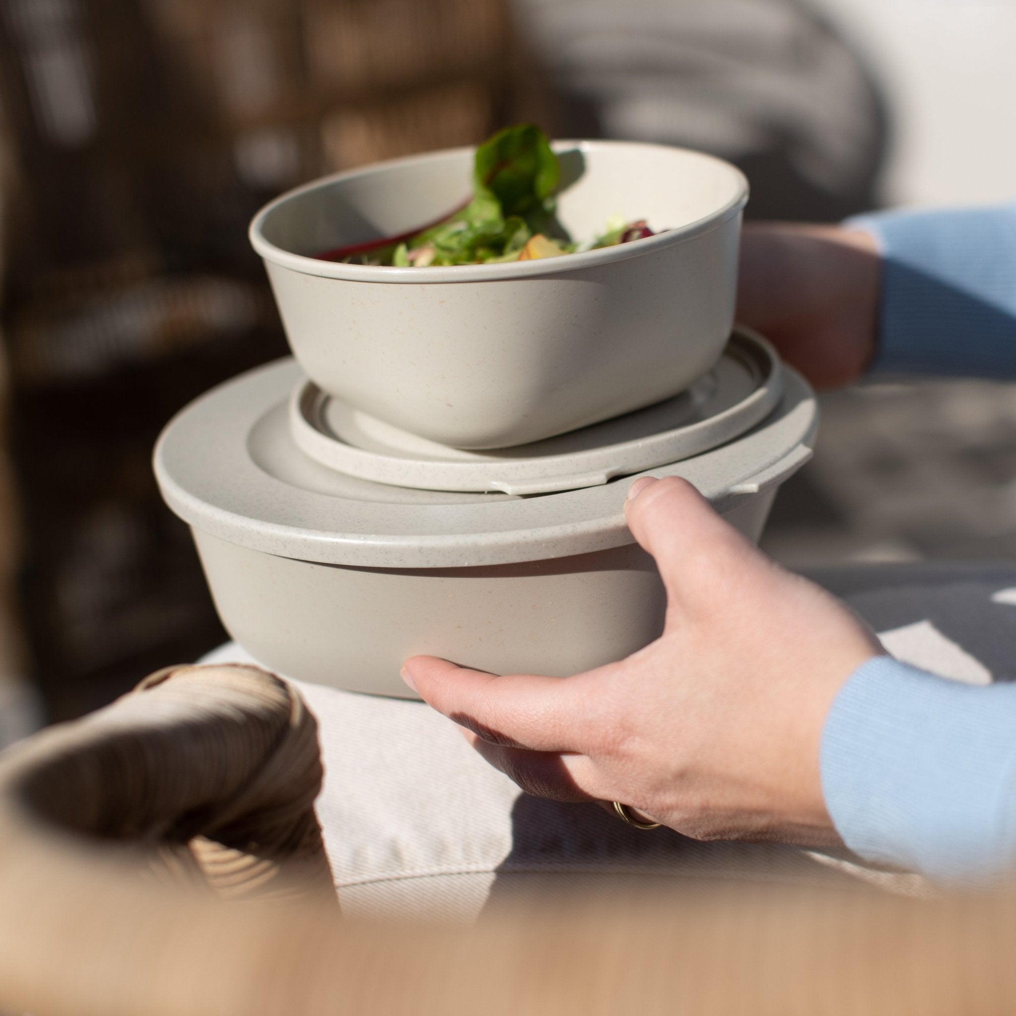 Koziol Connect 2pc Copenhagen Box Set - Nature Desert Sand - Simmer and Slice