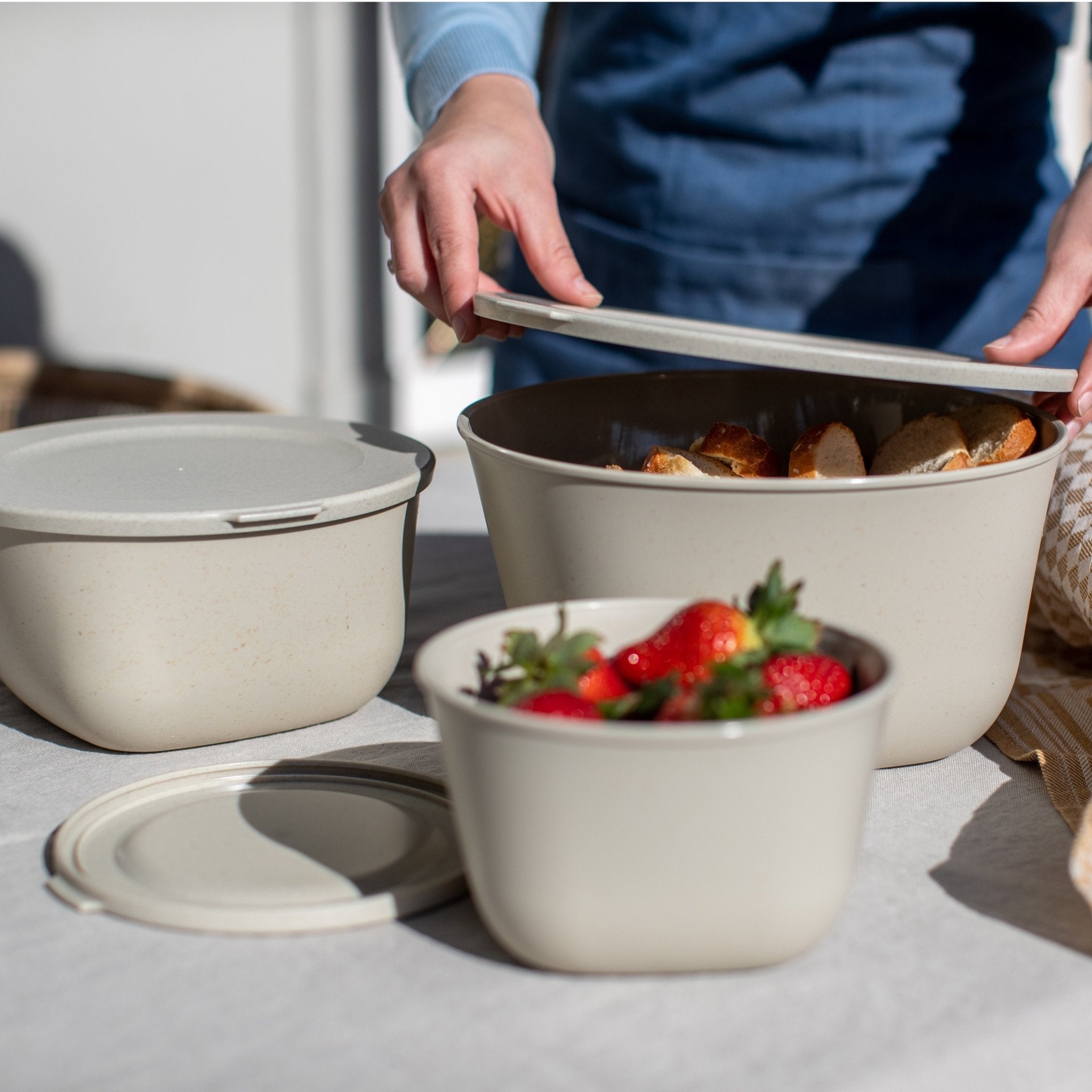 Koziol Connect Box Set of 3 Stockholm - Nature Desert Sand - Simmer and Slice