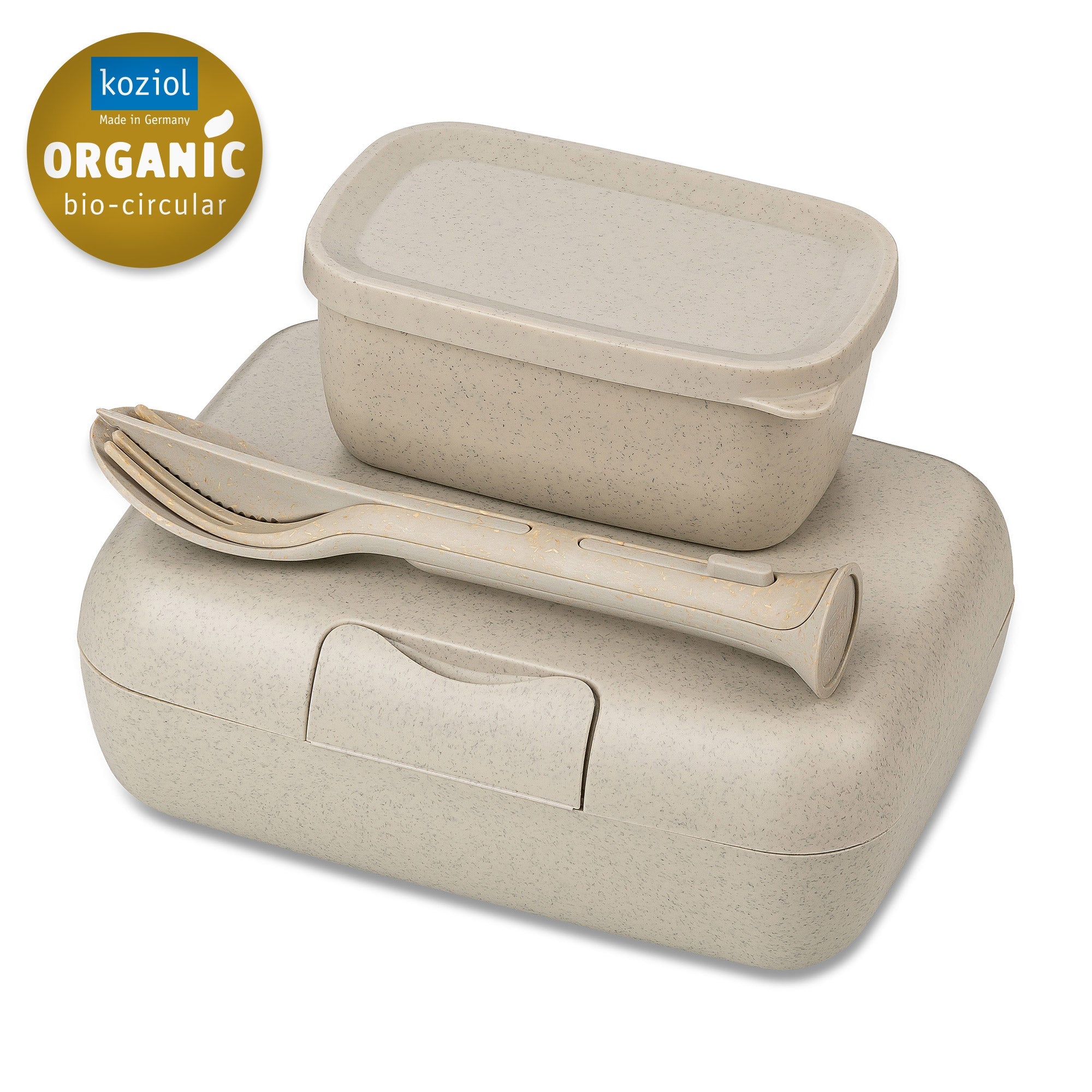 Koziol Lunch Box Set + Cutlery Set - Nature Desert Sand - Simmer and Slice