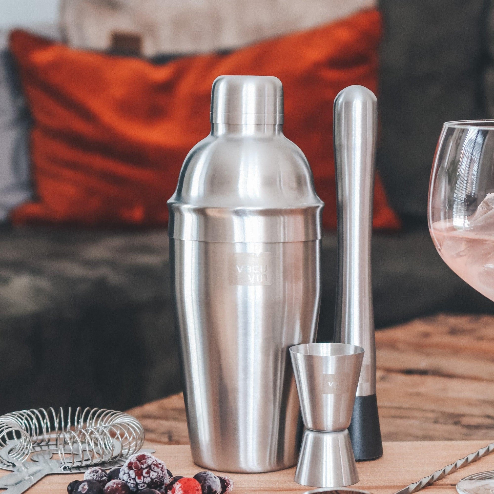 Vacu Vin Muddler Pestello per Cocktail, Acciaio Inossidabile, Argento e Nero, Unica Vacu Vin Muddler Pestello per Cocktail, Acciaio Inossidabile, Argento e Nero, Unica