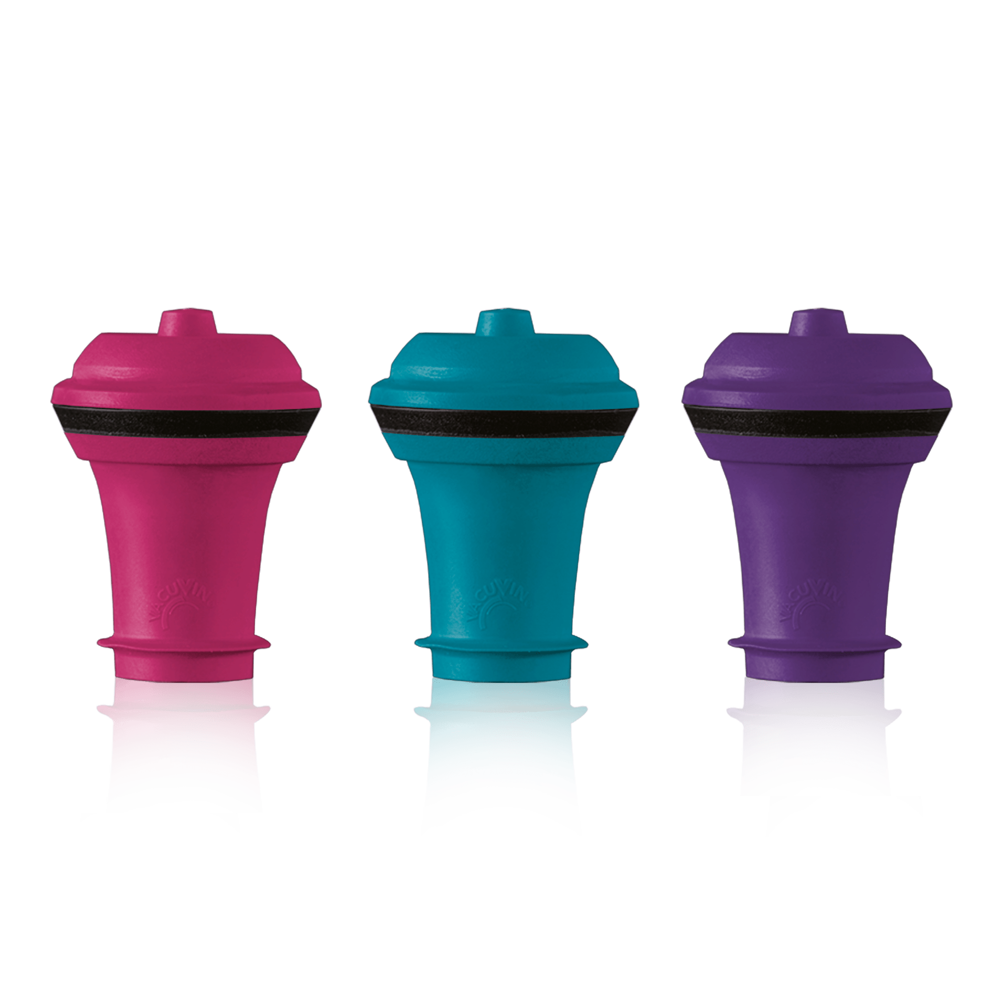 Vacu Vin Wine Stoppers 3pc Set - Blue/Pink/Purple - Simmer and Slice