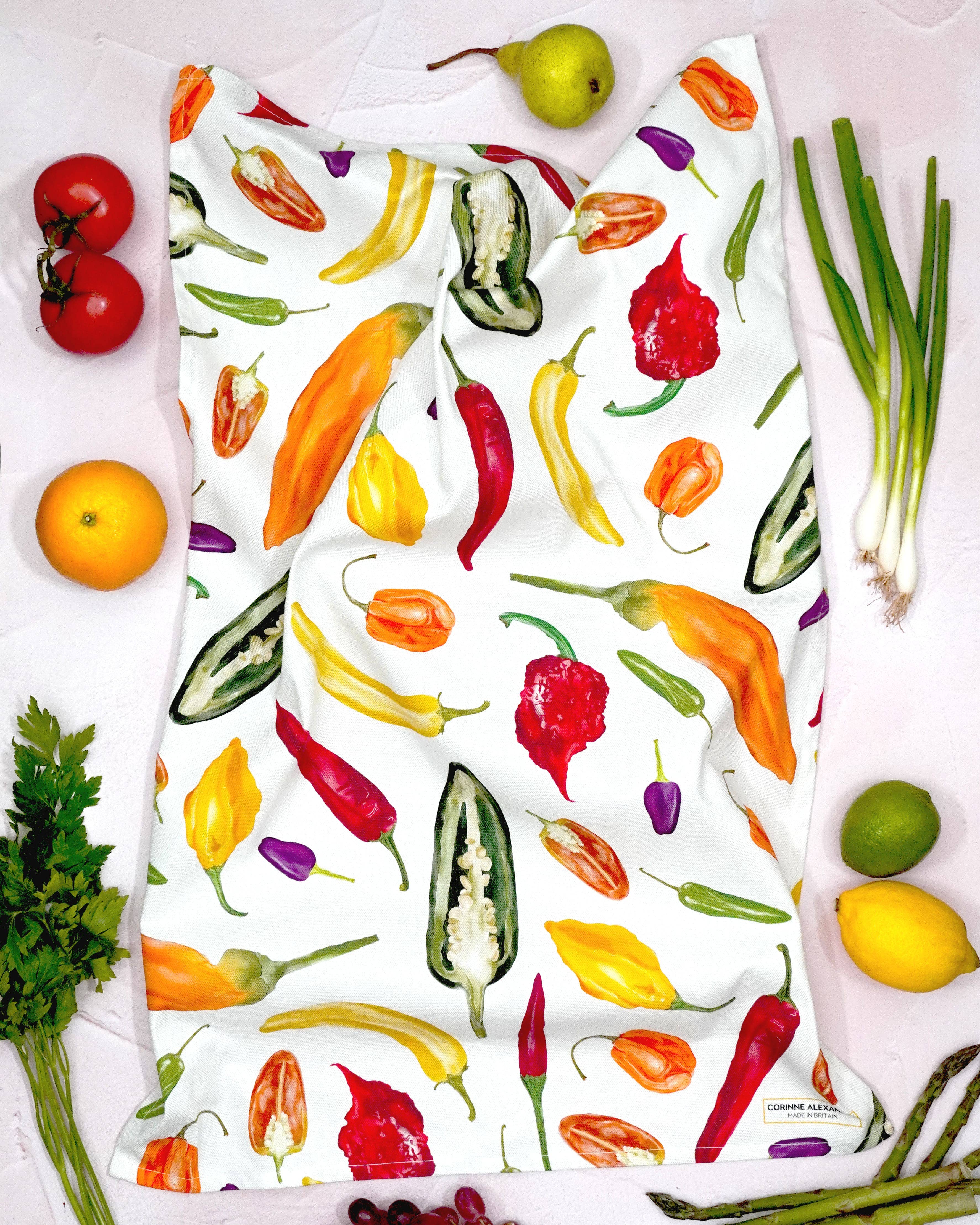 Chilli Tea Towel - British Made - Cotton - Kitchen Towel