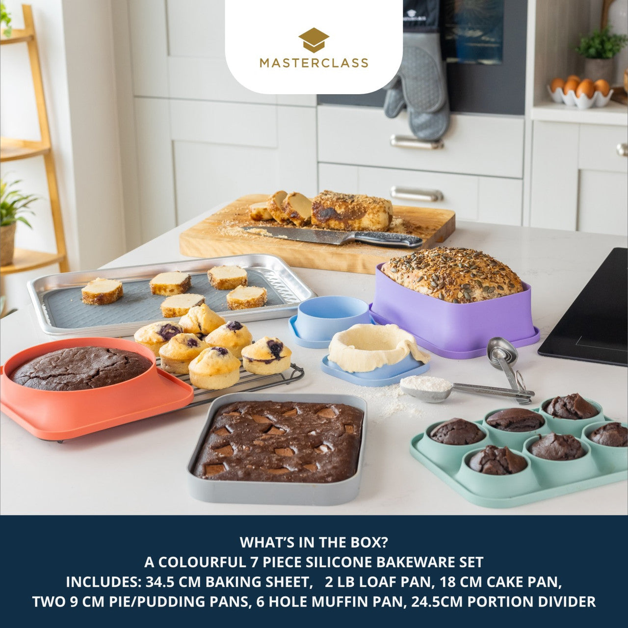 MasterClass Silicone Bakeware Set Made From Non-Toxic, Non-Stick, 7 Piece