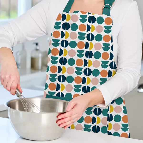Retro Spot Recycled Cotton Adult Apron - Teal