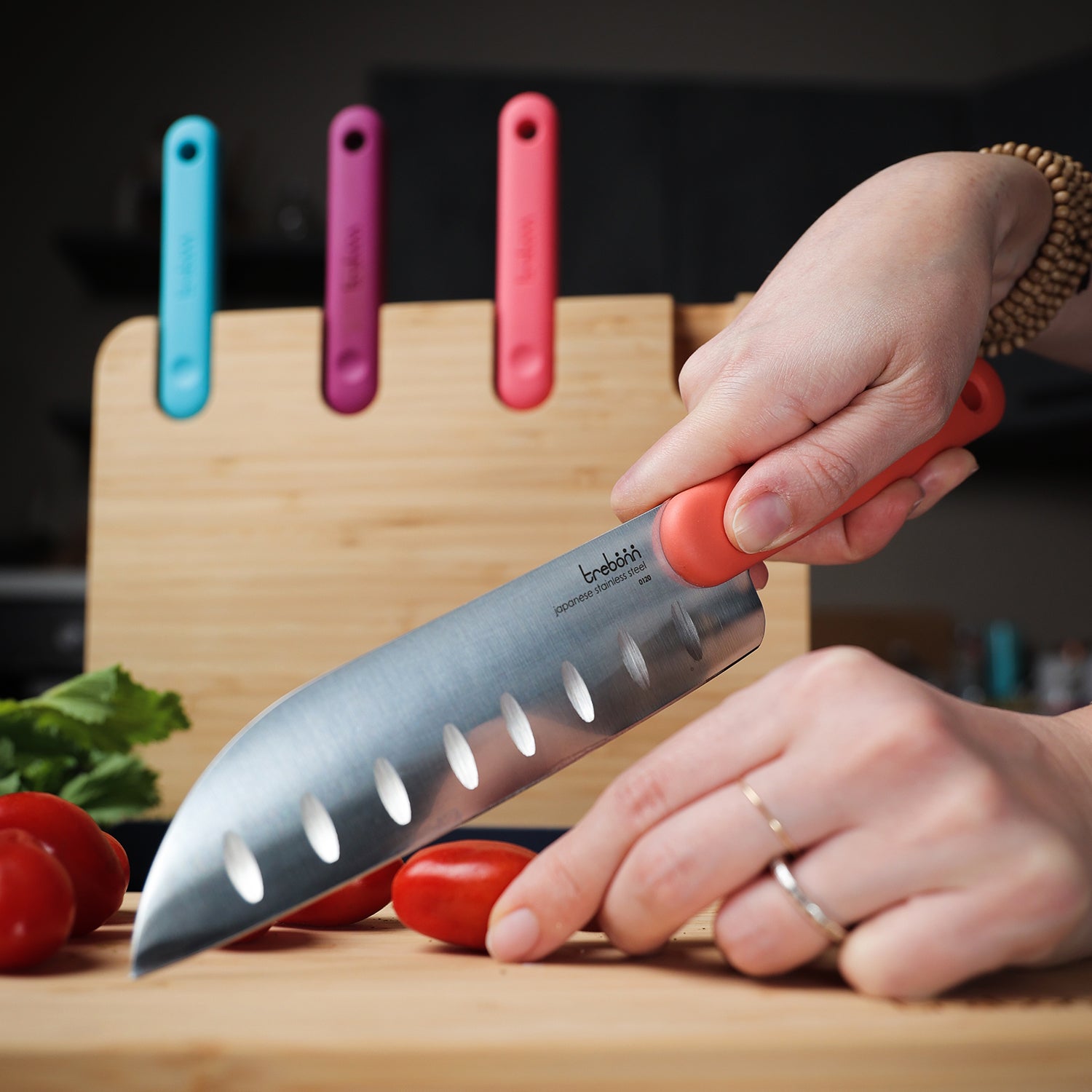 Trebonn Chopping Block Station With 4 Knives