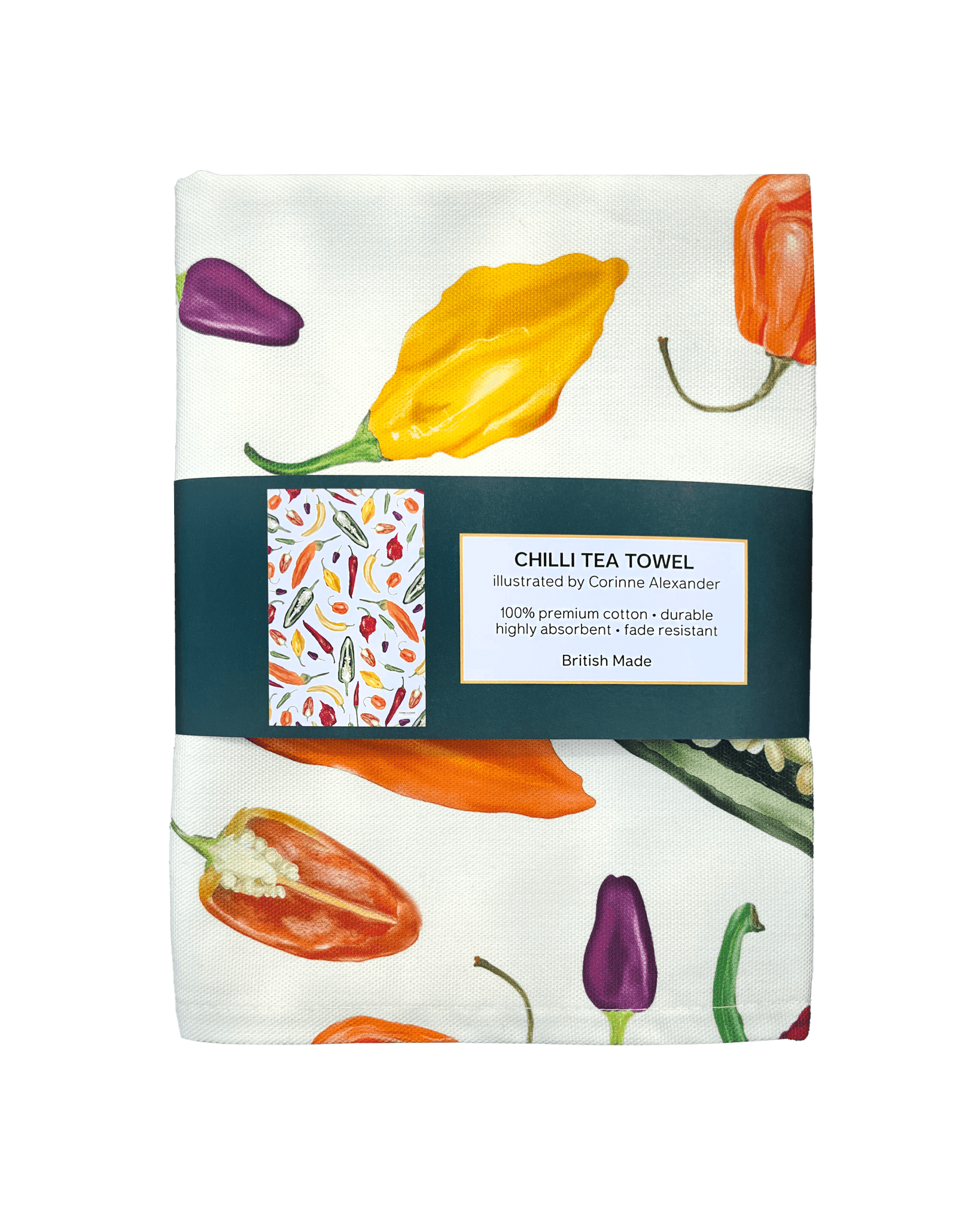 Chilli Tea Towel - British Made - Cotton - Kitchen Towel - Simmer and Slice
