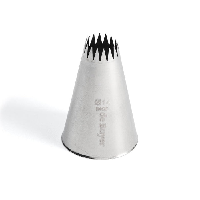De Buyer Stainless Steel 14mm Petit Four Star Nozzle - 16 Teeth - Simmer and Slice