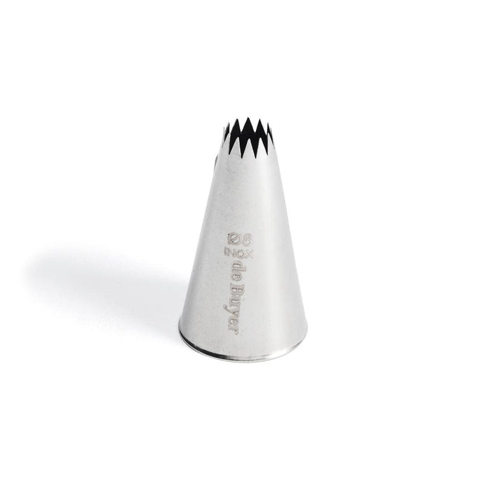De Buyer Stainless Steel 8mm Petit Four Star Nozzle - 12 Teeth - Simmer and Slice