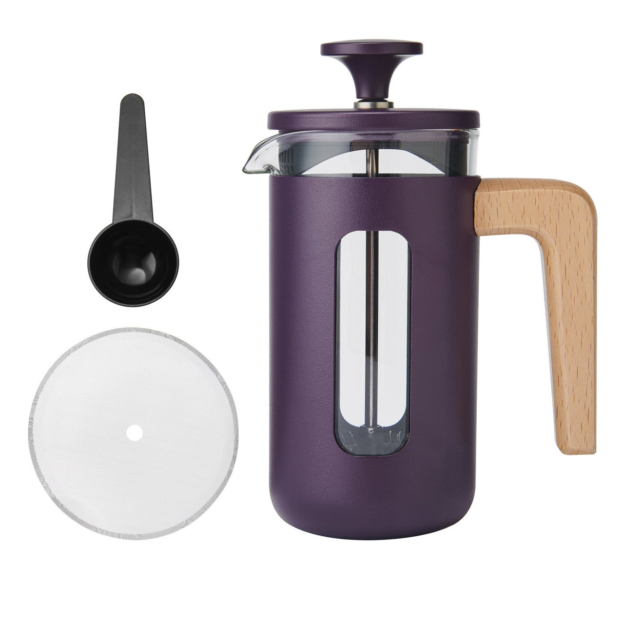Le Cafetiere Pisa 3 Cup Cafetiere Purple Wood Handle