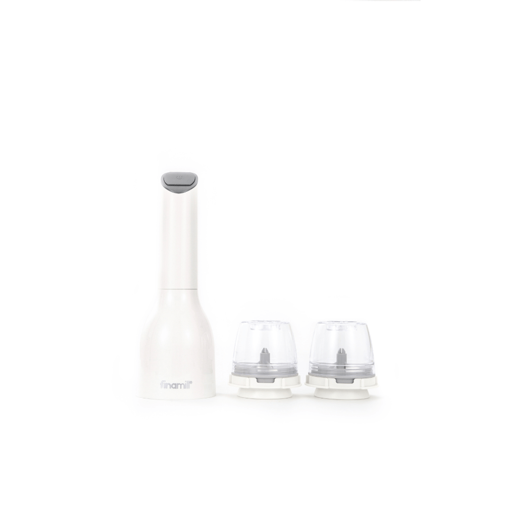 FinaMill Classic 3pc Battery Spice Grinder Set - Soft Cream - Simmer and Slice