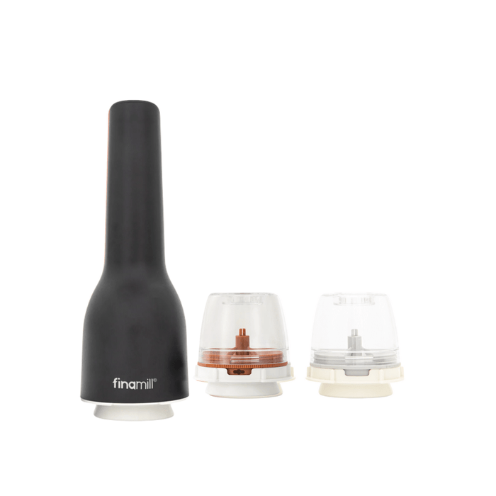 FinaMill One 3pc USB Spice Grinder Set - Midnight Black - Simmer and Slice