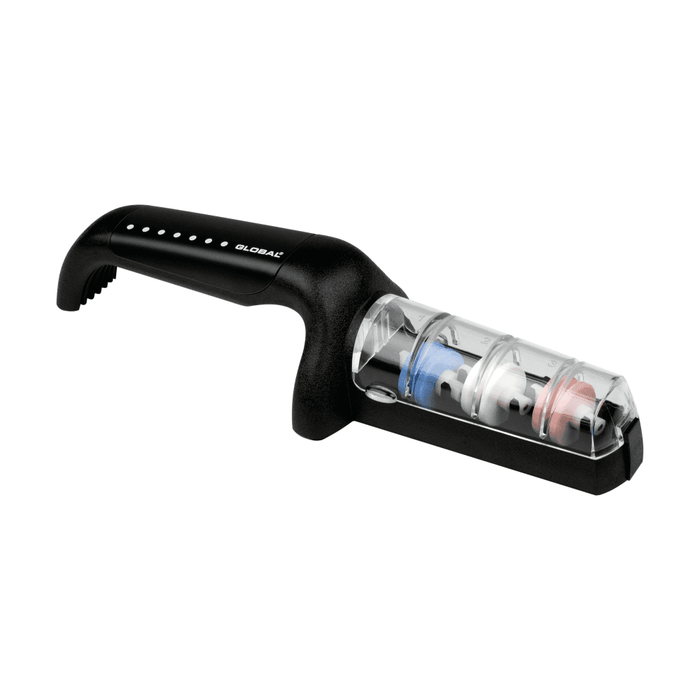Global Black 3 Wheel Ceramic Water Sharpener - Simmer and Slice