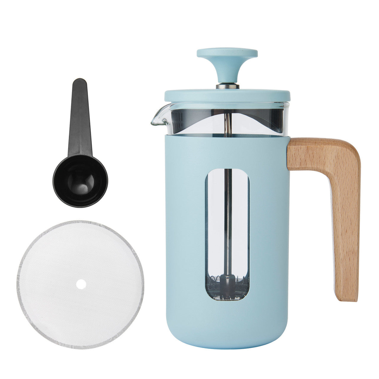 Le Cafetiere Pisa 3 Cup Cafetiere Sky Wood Handle