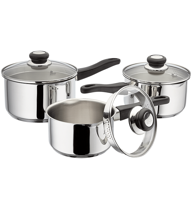 Judge Vista, 3 Piece Draining Saucepan Set