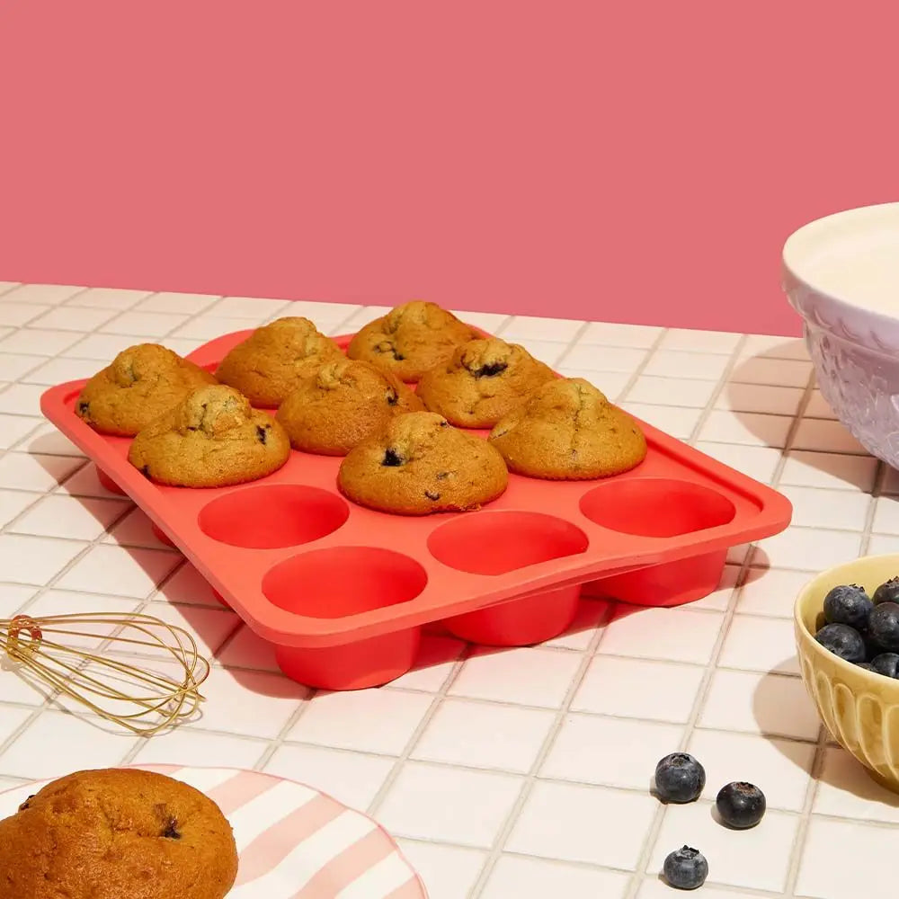 Judge Silicone Bakeware, 12 cup Muffin Tin, Cup size 7x3cm, Berry