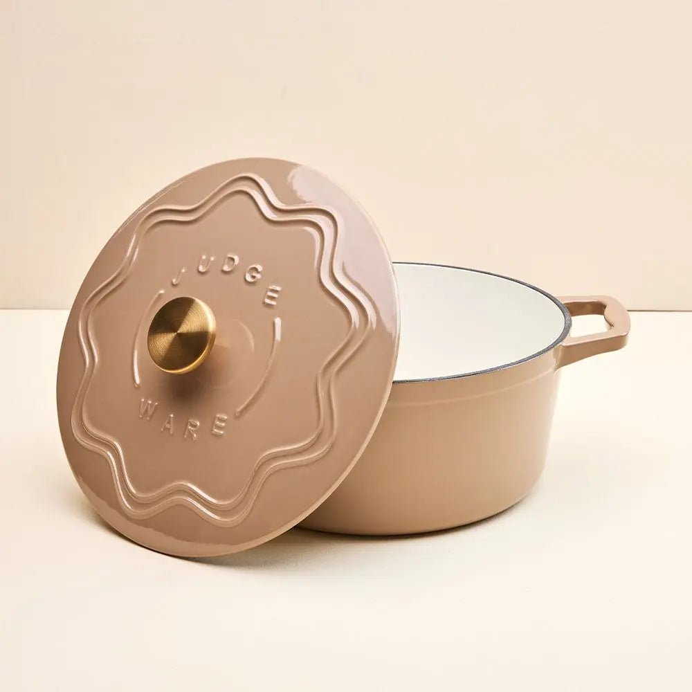 Judgeware Enamelled Cast Iron 26cm Casserole 4.5L, Mushroom - Simmer and Slice