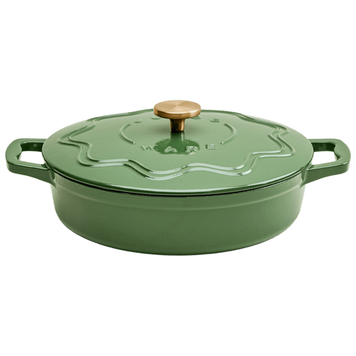 Judgeware Enamelled Cast Iron 28cm Shallow Casserole 3l, Green - Simmer and Slice