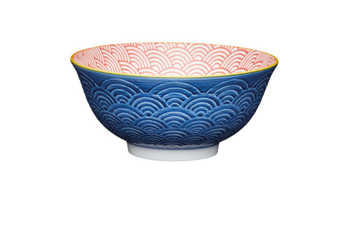 KitchenCraft Blue Arc Pattern Ceramic Bowl, 16cm - Simmer and Slice