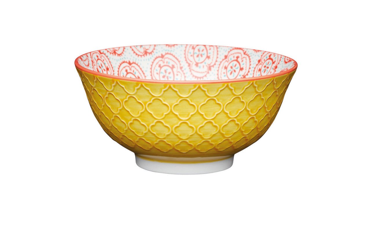 KitchenCraft Bright Yellow Floral Ceramic Bowl - Simmer and Slice