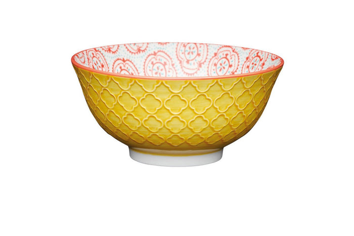 KitchenCraft Bright Yellow Floral Ceramic Bowl - Simmer and Slice