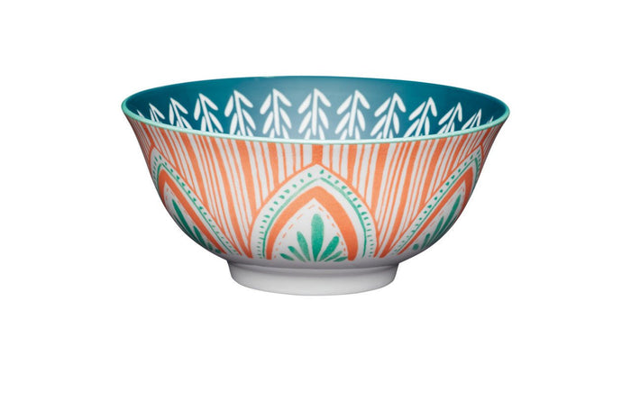 KitchenCraft Mixed Folk Pattern Ceramic Bowl, 16cm - Simmer and Slice
