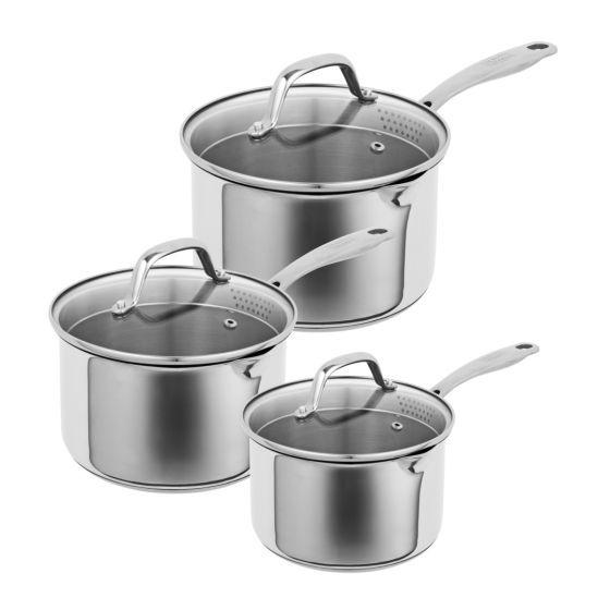 Kuhn Rikon Allround 3pc Saucepan Set Draining Lid - Simmer and Slice