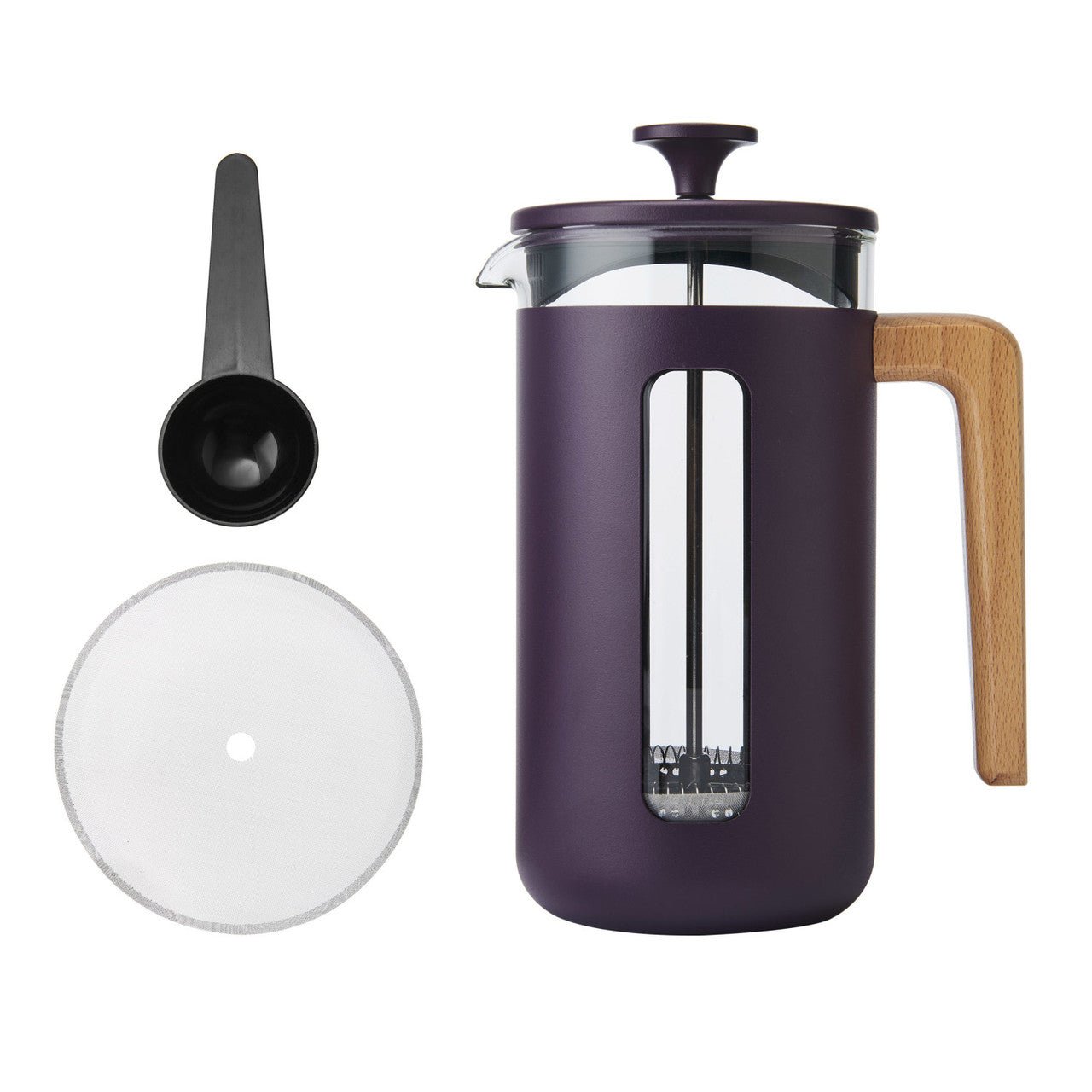 Le Cafetiere Pisa 8 Cup Cafetiere Purple Wood Handle - Simmer and Slice