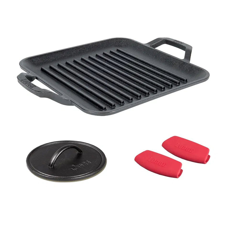 Lodge BBQ & Press Set | Inc 28cm Griddle - Simmer and Slice