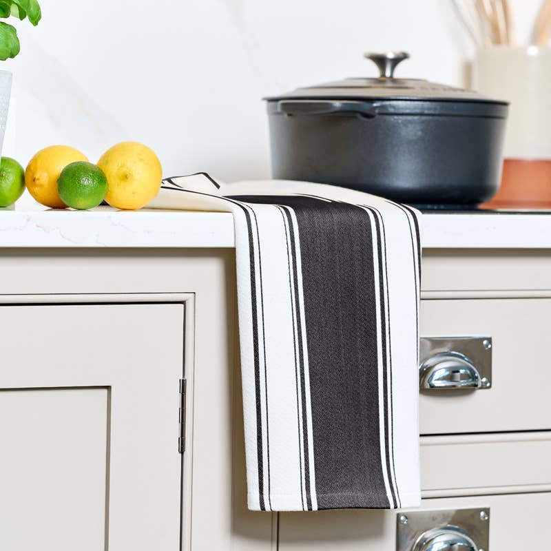 Love Colour Striped Tea Towel - True Black - Simmer and Slice