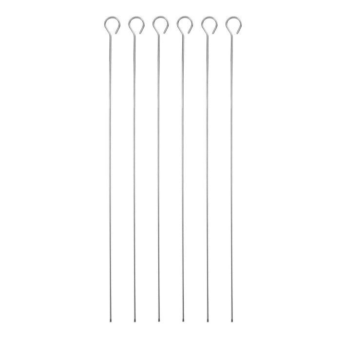 MasterClass Stainless Steel Flat Sided Skewers, Set of 6, 40cm - Simmer and Slice