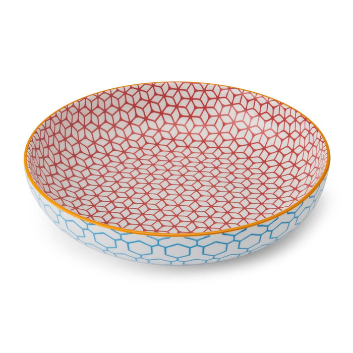 Mikasa Blue Geometric Stoneware Bowl, 21 cm - Simmer and Slice