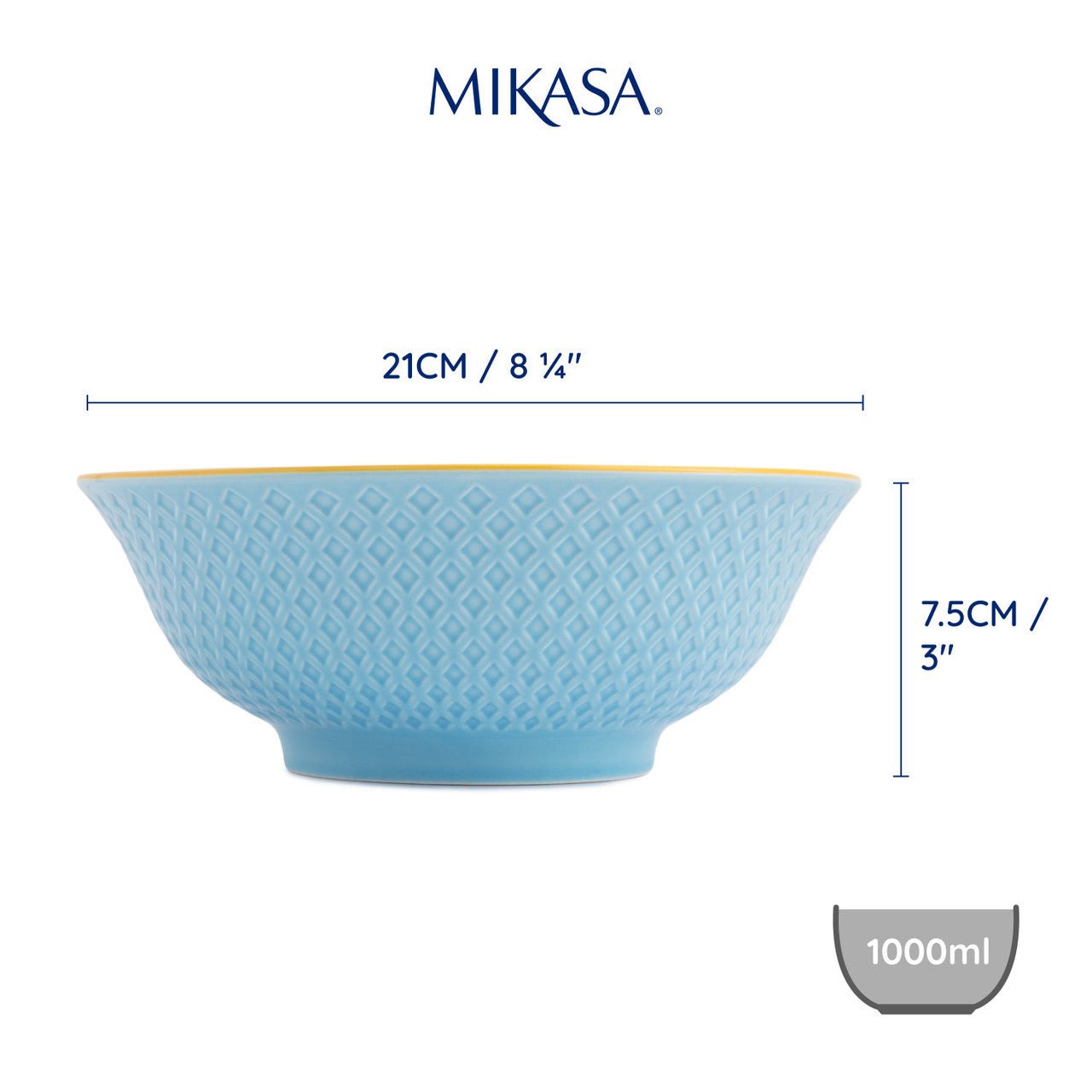 Mikasa Blue Mosaic Stoneware Ramen Bowl, 21cm - Simmer and Slice