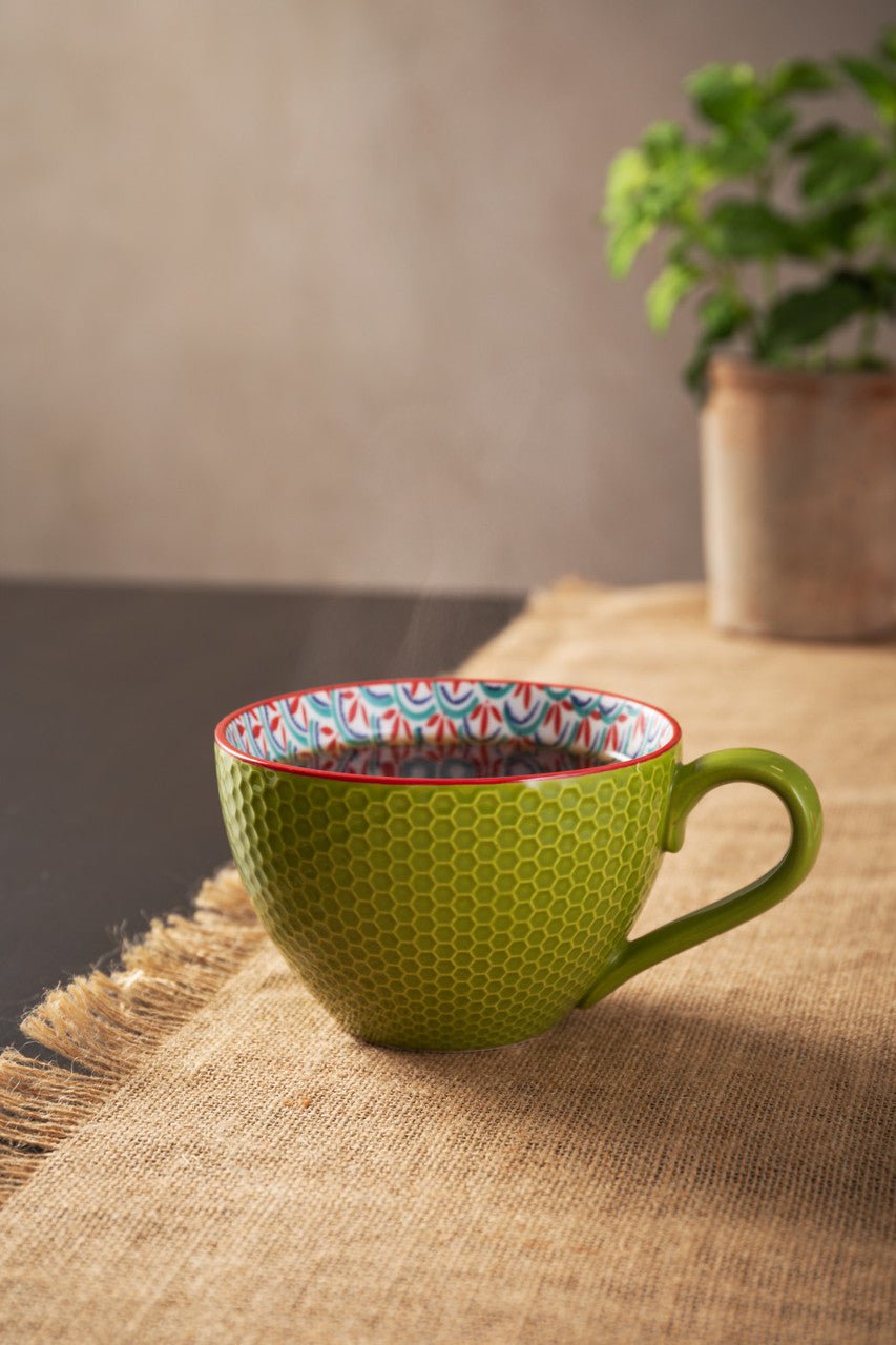 Mikasa Green and Blue Geometric Stoneware Mug, 330ml - Simmer and Slice