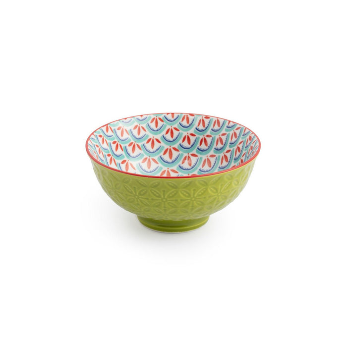 Mikasa Green and Blue Geometric Stoneware Nibble Bowl, 12cm - Simmer and Slice