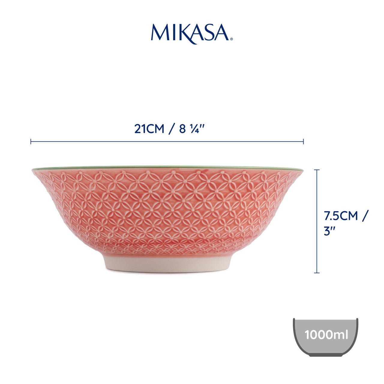 Mikasa Grey Floral Stoneware Ramen Bowl, 21cm - Simmer and Slice