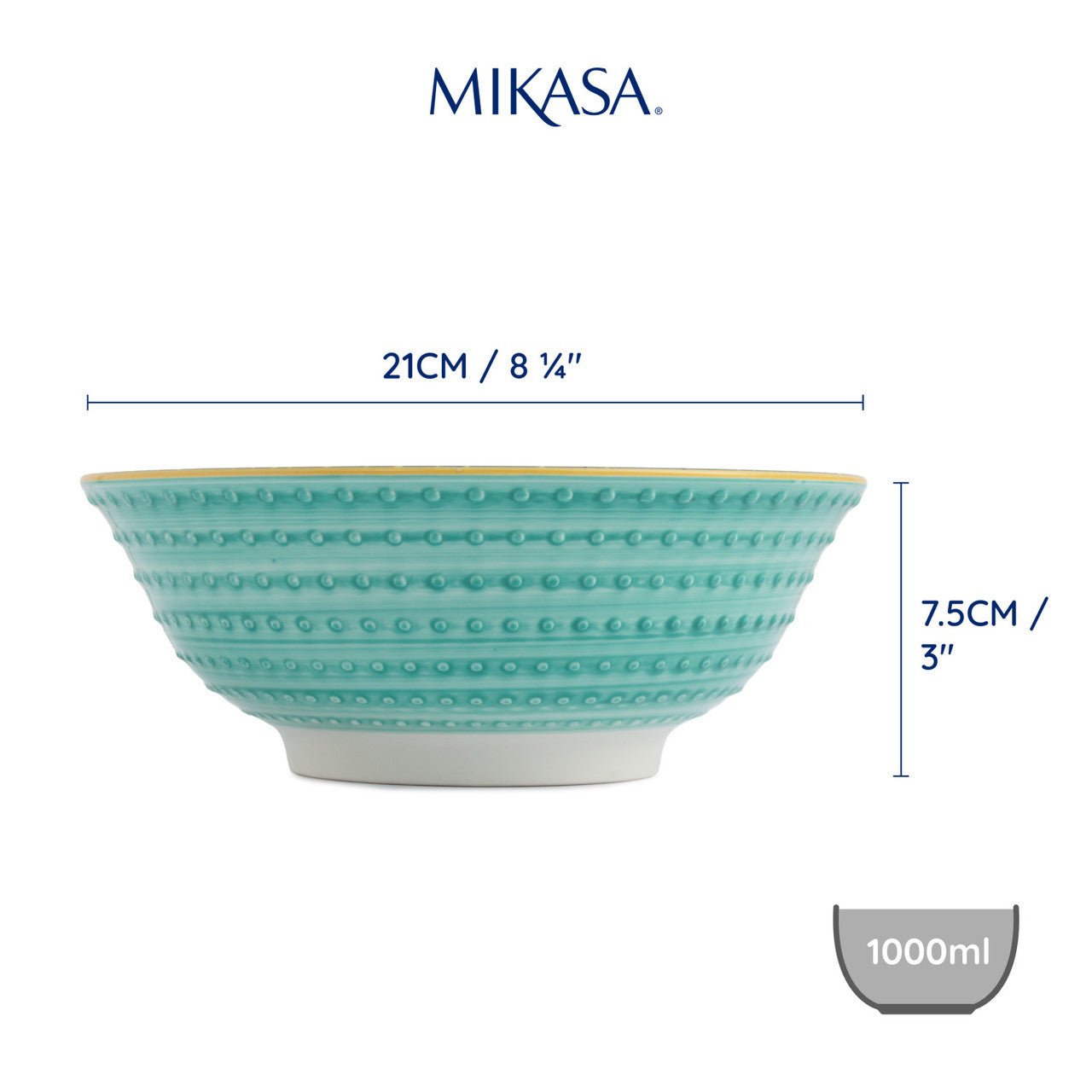 Mikasa Indigo Chevron Stoneware Ramen Bowl, 21cm - Simmer and Slice