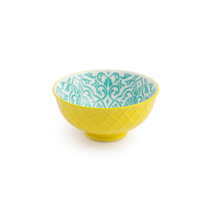 Mikasa Yellow and Blue Geometric Stoneware Nibble Bowl, 12cm - Simmer and Slice