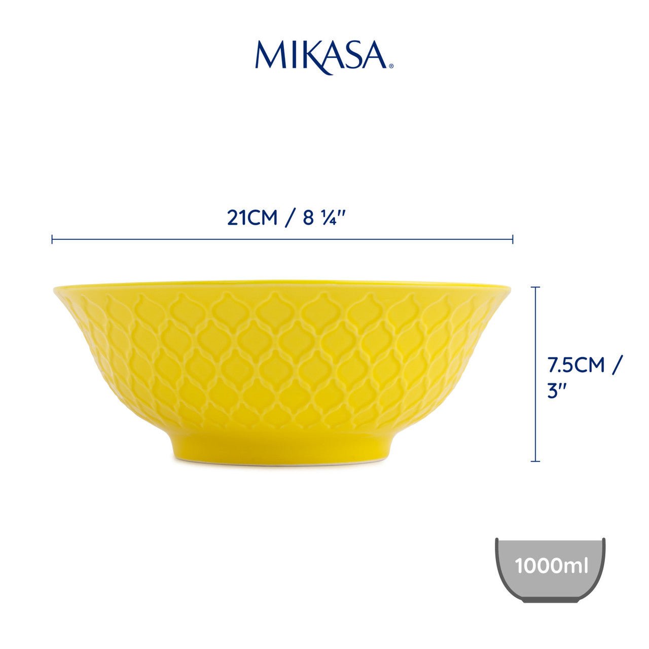 Mikasa Yellow and Blue Geometric Stoneware Ramen Bowl, 21cm - Simmer and Slice