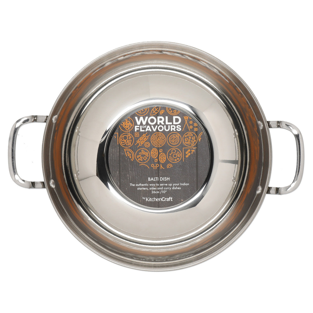 KitchenCraft World of Flavours Indian Stainless Steel Large Balti Dish 26cm