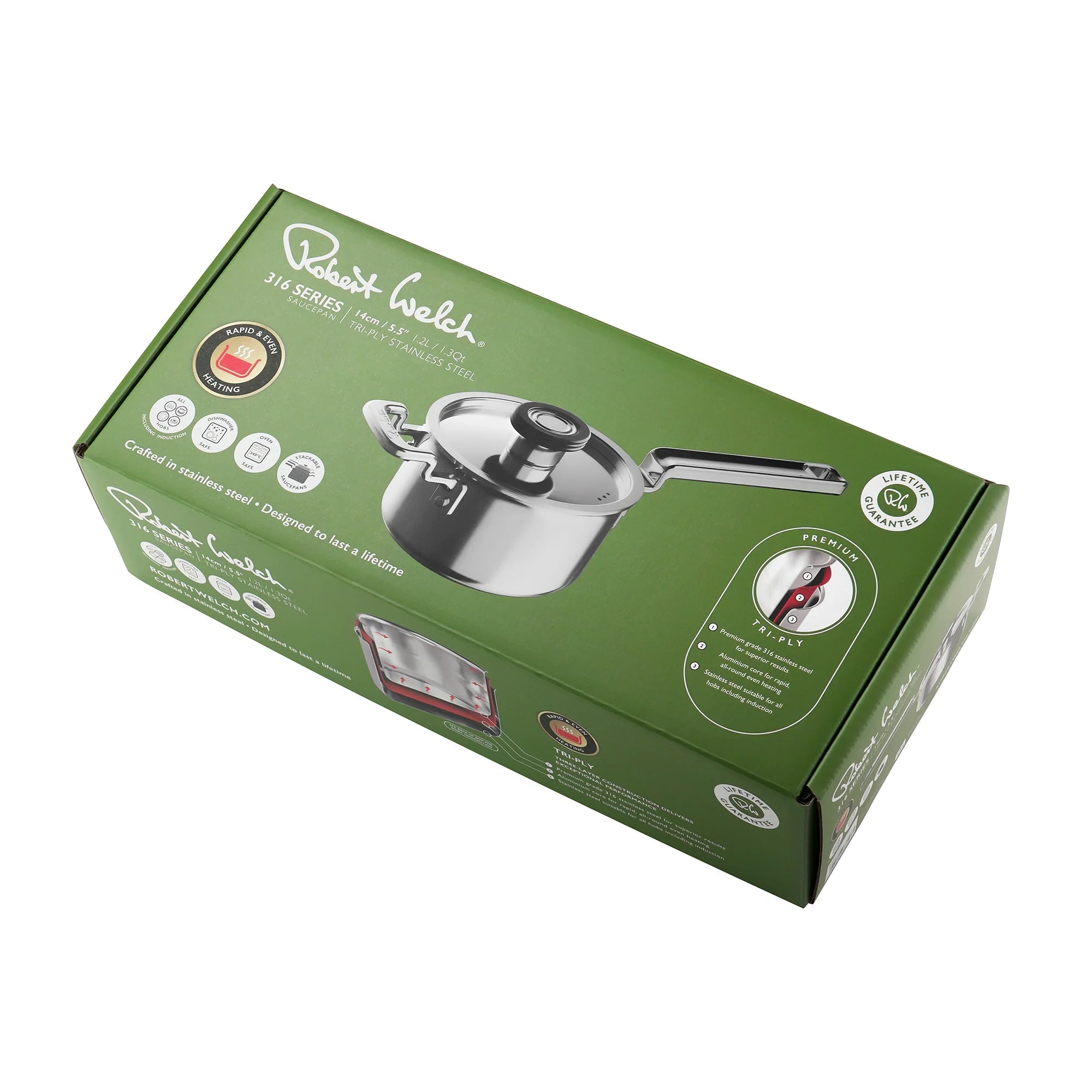 Robert Welch 316 Series Cookware (BR) Saucepan 14cm - Simmer and Slice