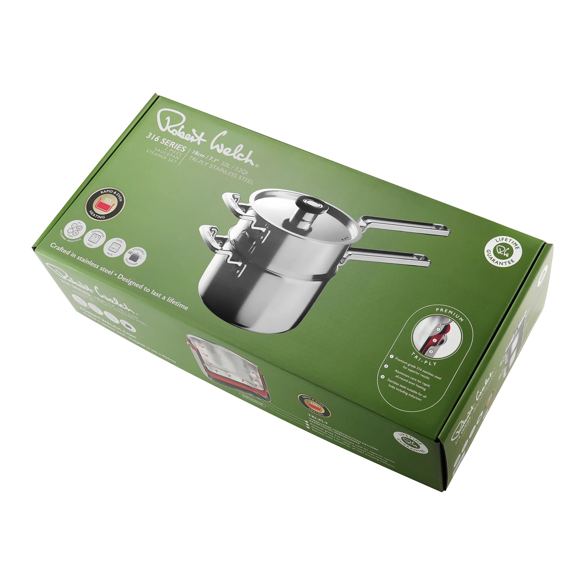 Robert Welch 316 Series Cookware (BR) Steamer Set 18cm 2P - Simmer and Slice