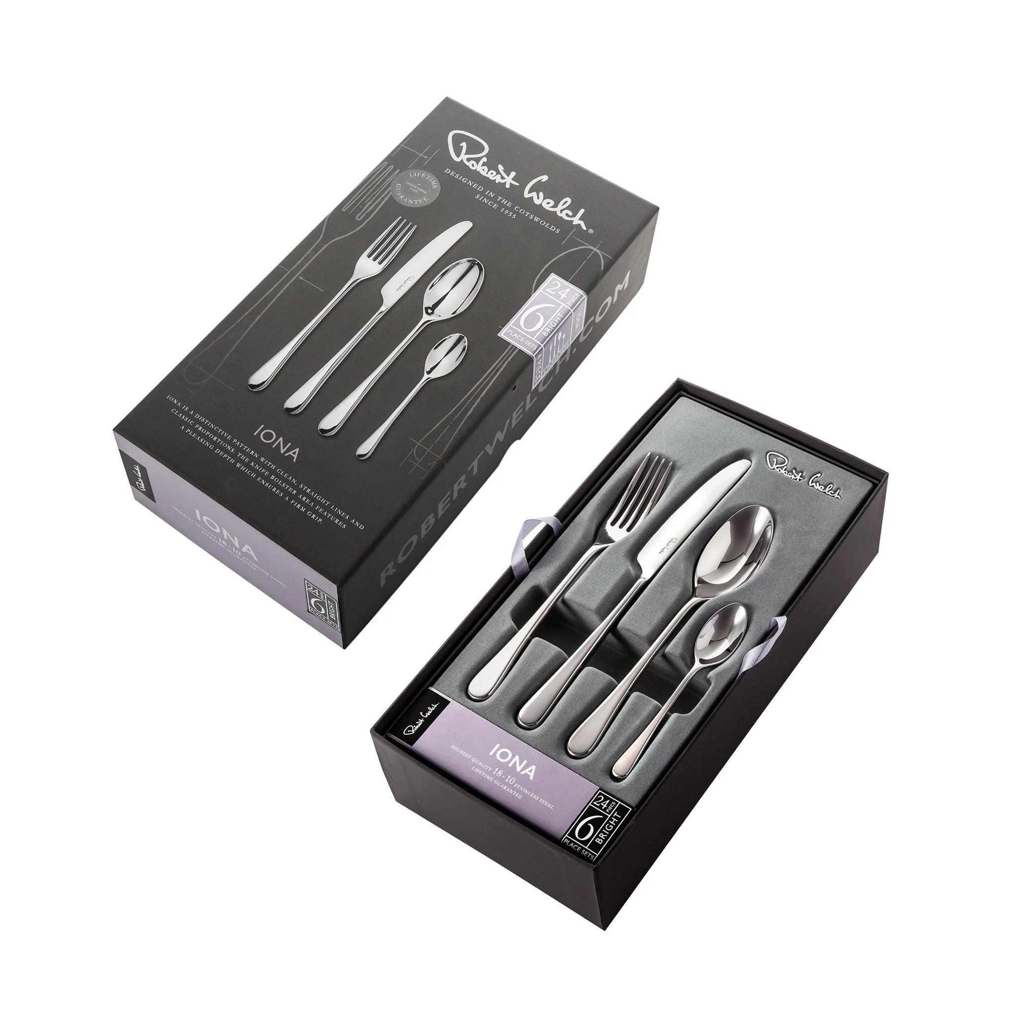 Robert Welch Iona Bright 24 Piece Cutlery Set (Inc 6 Free Butter Knives) - Simmer and Slice