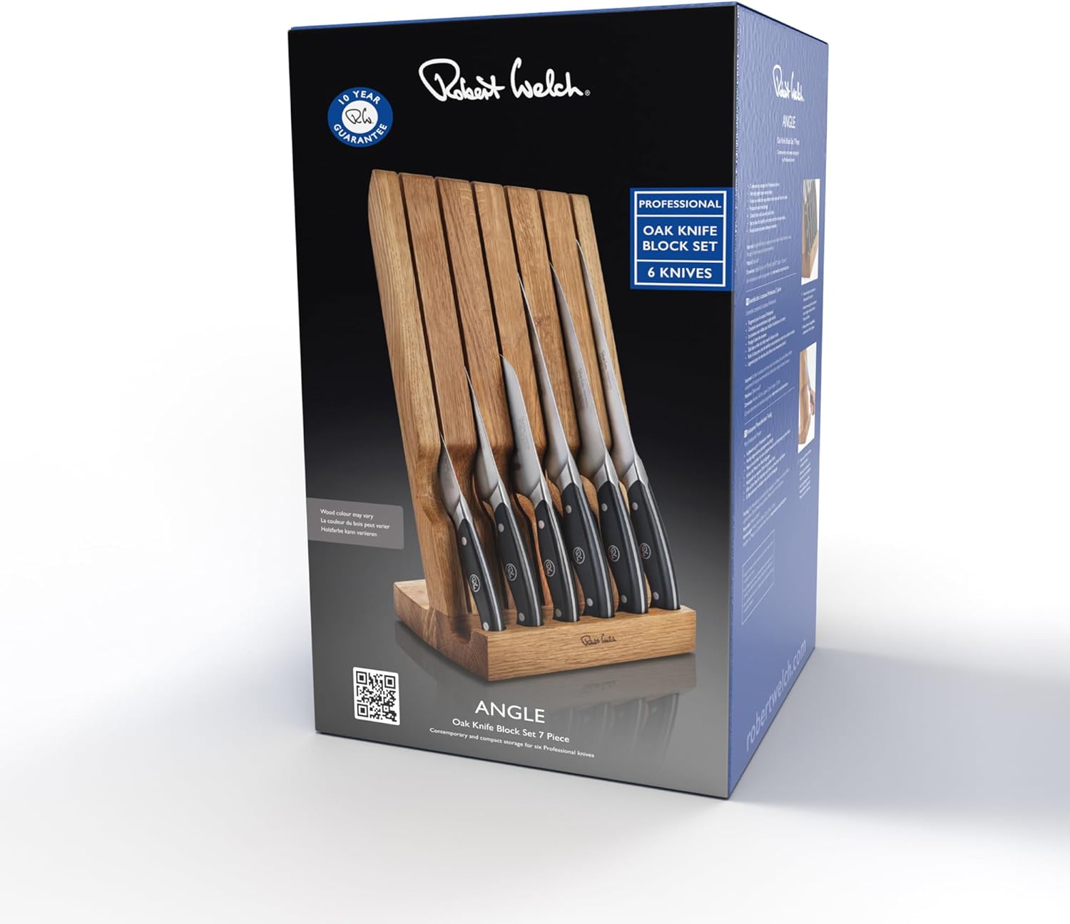 Robert Welch Professional Angle Oak Knife Block Set - Simmer and Slice