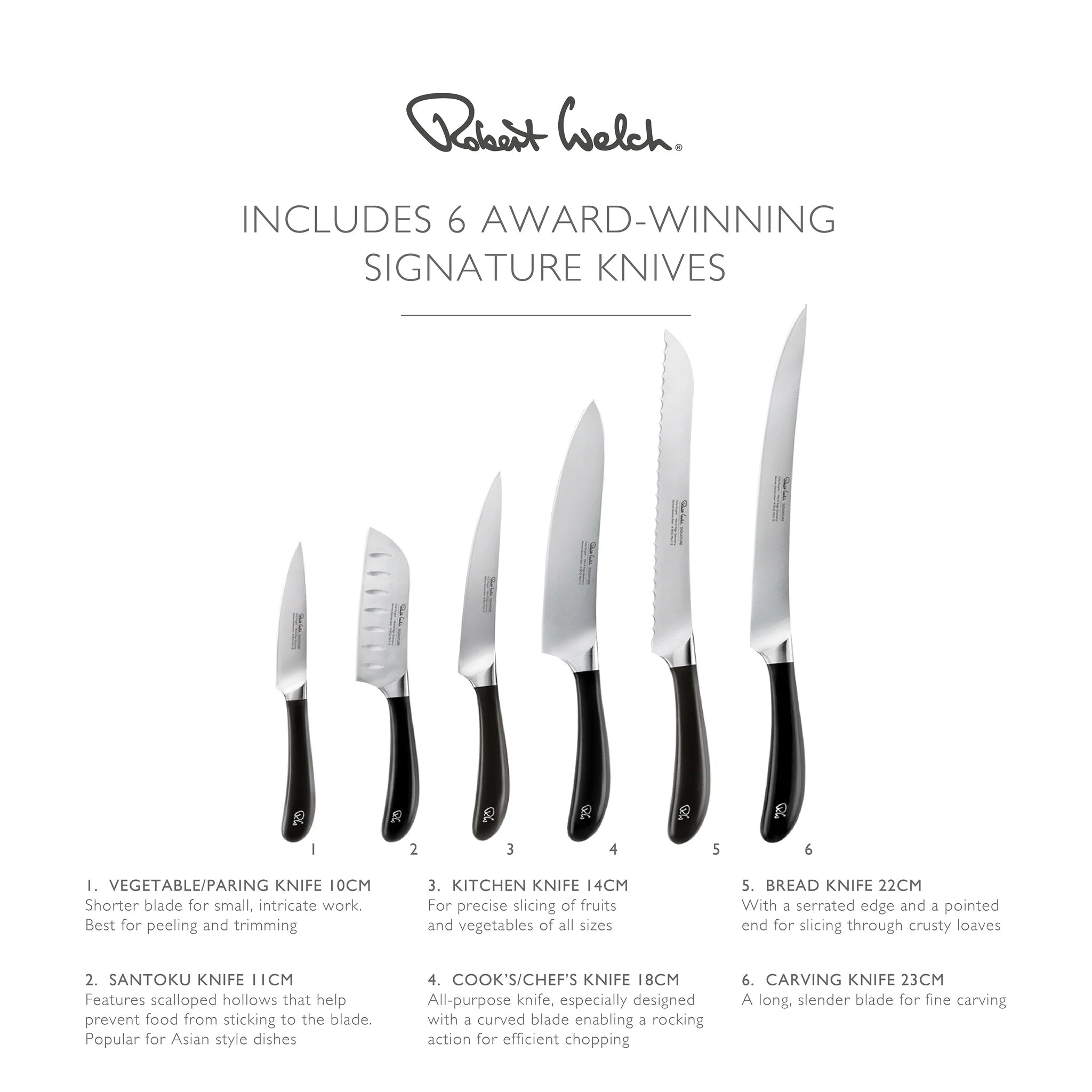 Robert Welch Signature Knife Block Set - Black - Simmer and Slice