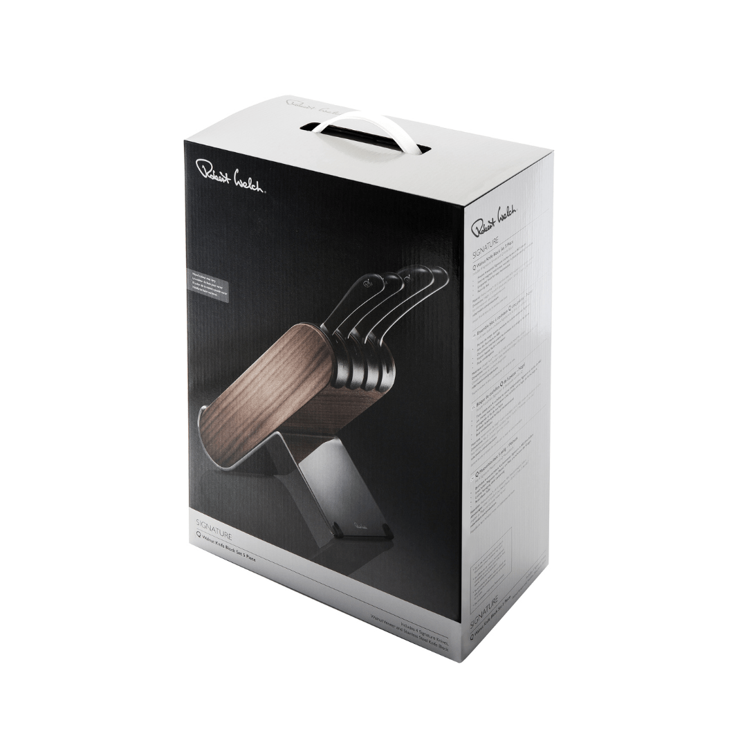 Robert Welch Signature Q Knife Block Set Walnut with FREE Sharpener - Simmer and Slice