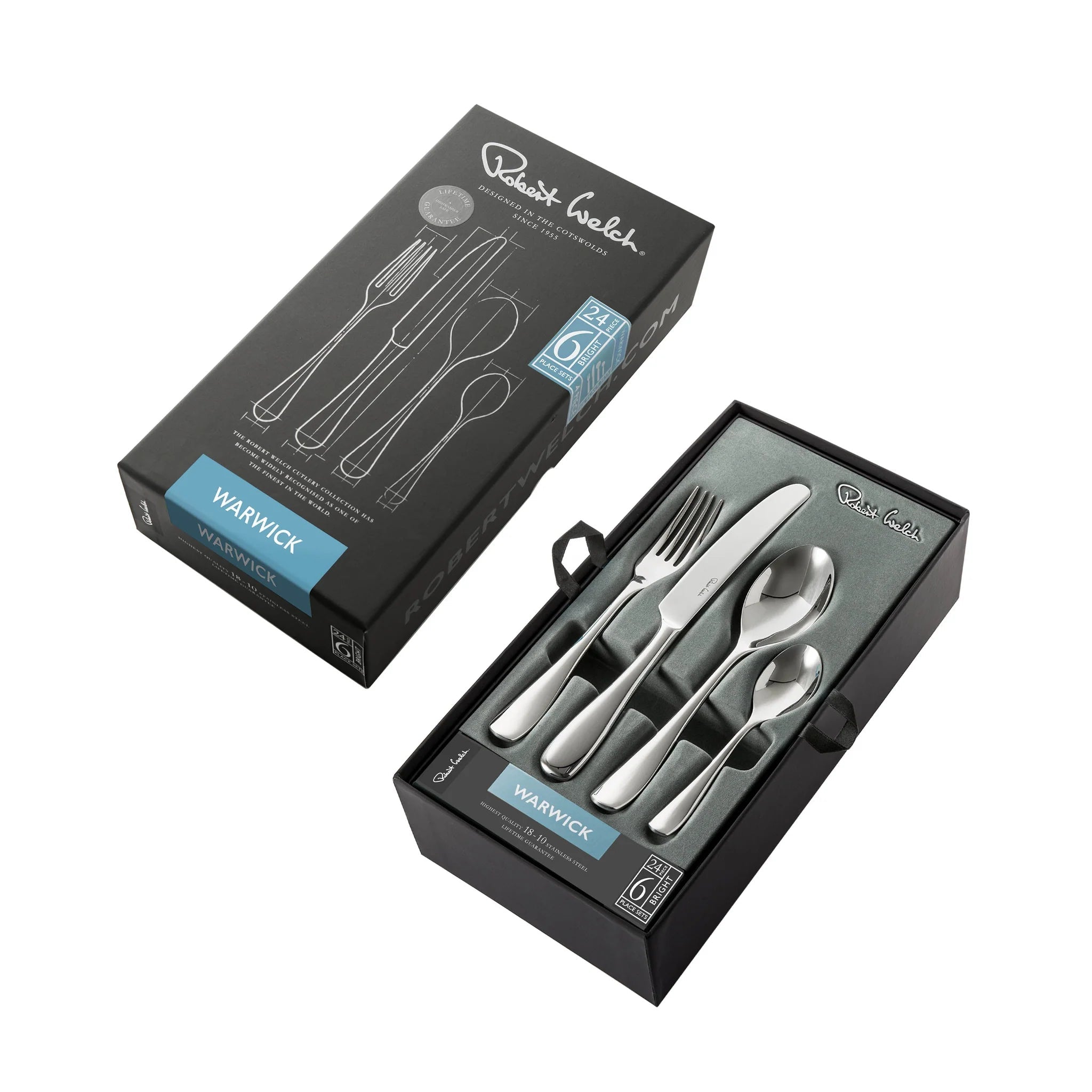 Robert Welch Warwick Bright Cutlery Set, 24 Piece For 6 People - Simmer and Slice