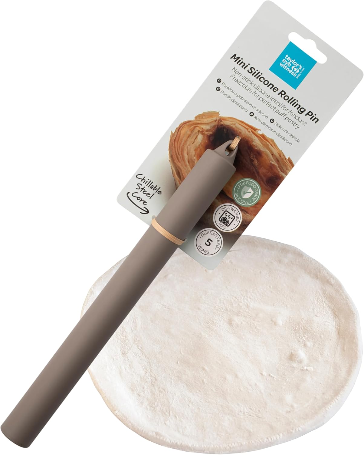 Rolling Pin Silicone 26cm x 2.55cm Grey - Simmer and Slice