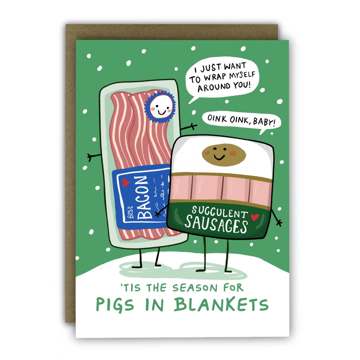 Running With Scissors Funny Christmas Card - Pigs in Blankets Season - Simmer and Slice