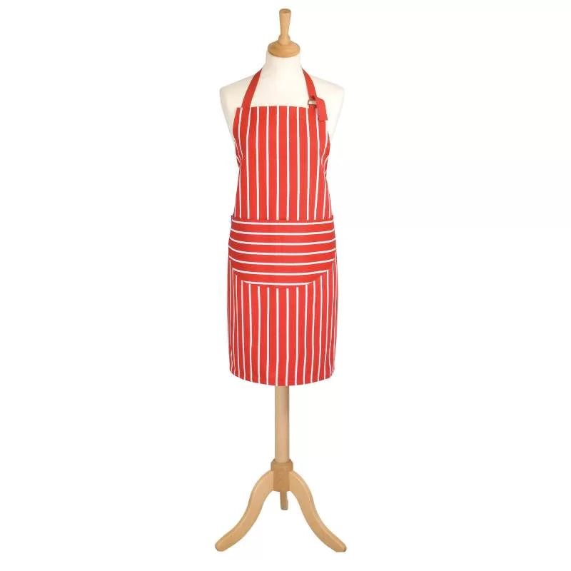 Rushbrookes Butchers Stripe Adult Apron - Red - Simmer and Slice